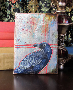 crow with red lines