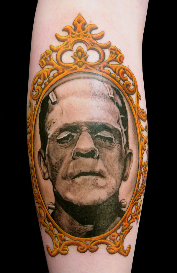 Frankenstein's Monster tattoo by asussman. Check out the bride he put on her other calf.