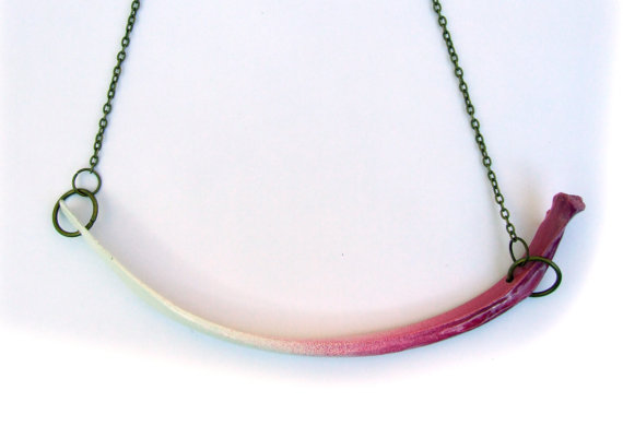 Pink and White Rib Necklace by Dance Macabre (I'm sensing a theme in these shop names)