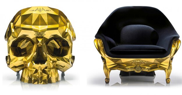 Gold Skull Chair from Harow