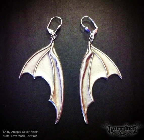Silver Bat Wing Earrings